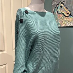 Faith & Zoe Aqua Button-Detail Sweater